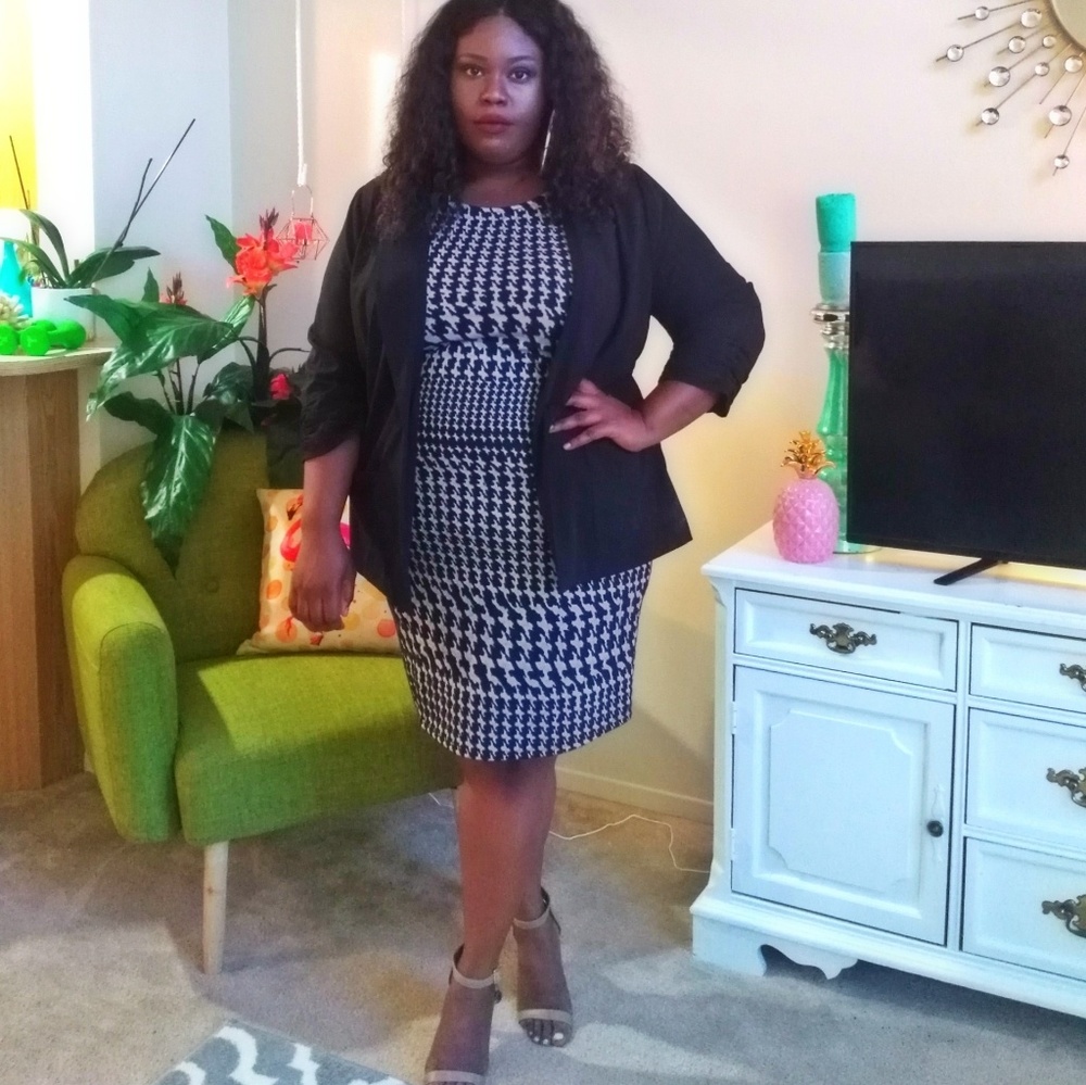 Ashley Stewart Houndstooth Body-Con Dress